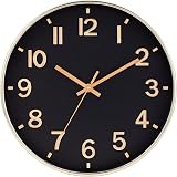 SIN&MI 12 Inch Wall Clock Silent Large Easy to Read Gold view 7