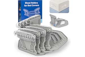 AMOVO Bed Sheet Holders for Corners Keep Sheets in Place Firmly - Foldable Fitted Sheet Holders Heavy Duty Sheet Locks Mattress Sheet Fasteners, Set of 4 Lock Sheet Clips (Grey)