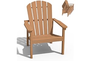 nevilywood Compact Stackable Adirondack Chairs, 26.3" Wide HDPE Outdoor Patio Chairs - Durable, Space-Saving Design for Porch, Lawn or Garden, Teak