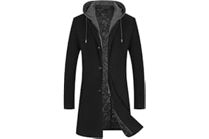 BOJIN Mens Trench Coat Wool Blend Top Pea Coat Winter Long Single Breasted Classic Stylish Business Overcoat