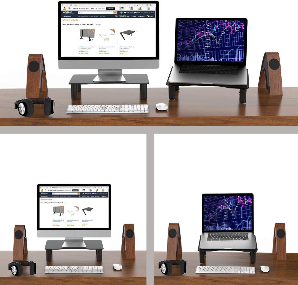 Hemudu Computer Monitor Stand Riser with Height Adjustable Multi Media Desktop Stand for Computers Laptops & TVs, black HD01B-002P - Image 5