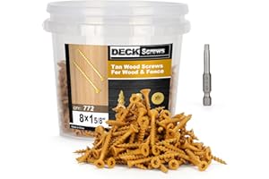 Bobibbi Deck Screws #8 x 1-5/8’’, T25 Star Torx Drive Flat Head Wood Screws, Tan, 5lb