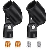 2 Pcs Universal Mic Clip for Stand, Microphone Holder for Mic Stand Adjustable Microphones Clamp with 5/8" Male to 3/8" Female Adapter