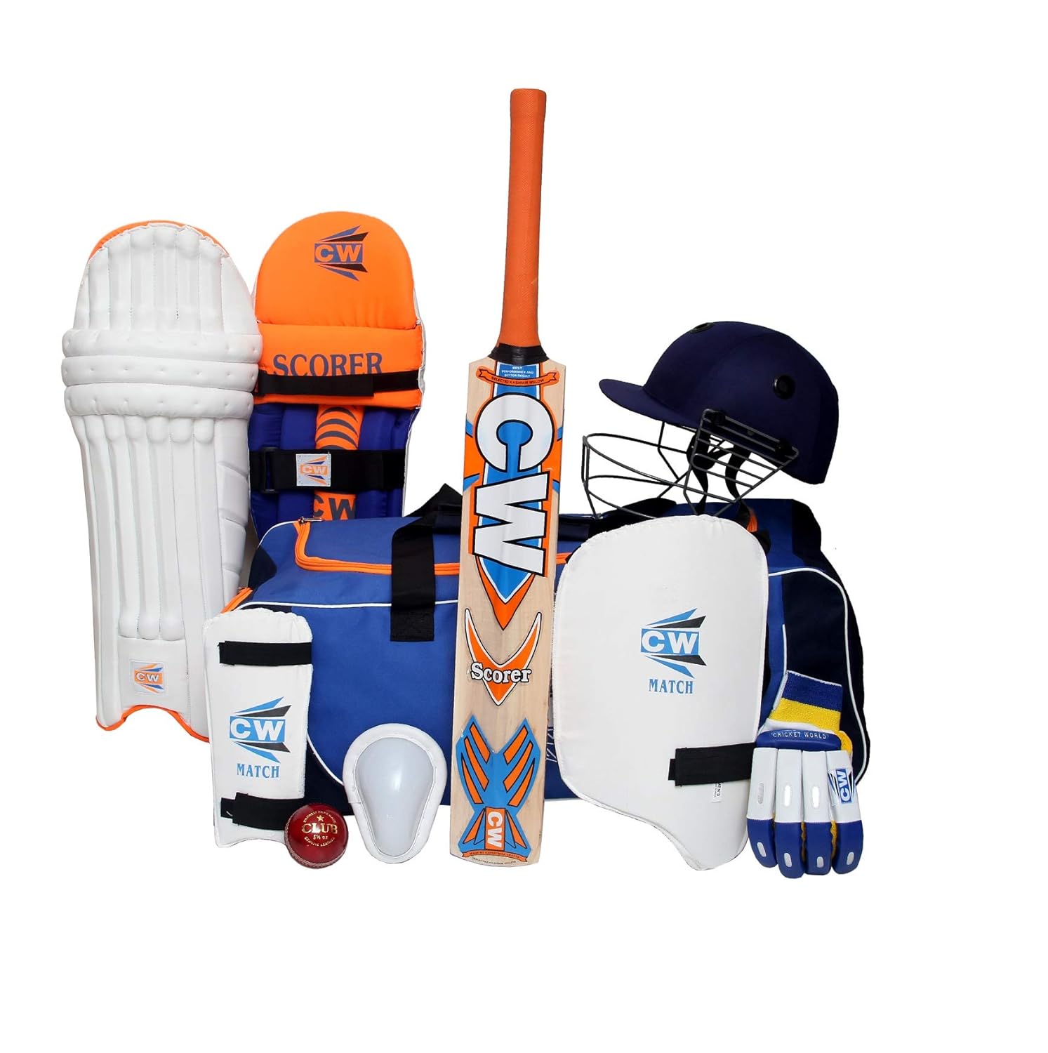 Buy Cw Scoremaster Full Batting Kit Kashmir Willow Boys Size 5 With Bat Wheel Bag And Helmet For Kids 7 8 Yrs Age Blue Orange Online At Low Prices In India Amazon In