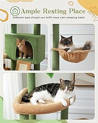 PEQULTI 53'' Cat Tree for Indoor Cats, Green Cat