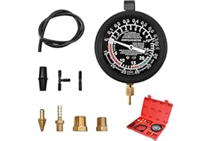 CCHRN Fuel Pump and Vacuum Tester Gauge, Engine Fuel System Vacuum Testing Tool with Manifold Fittings, Carburetor Pressure D