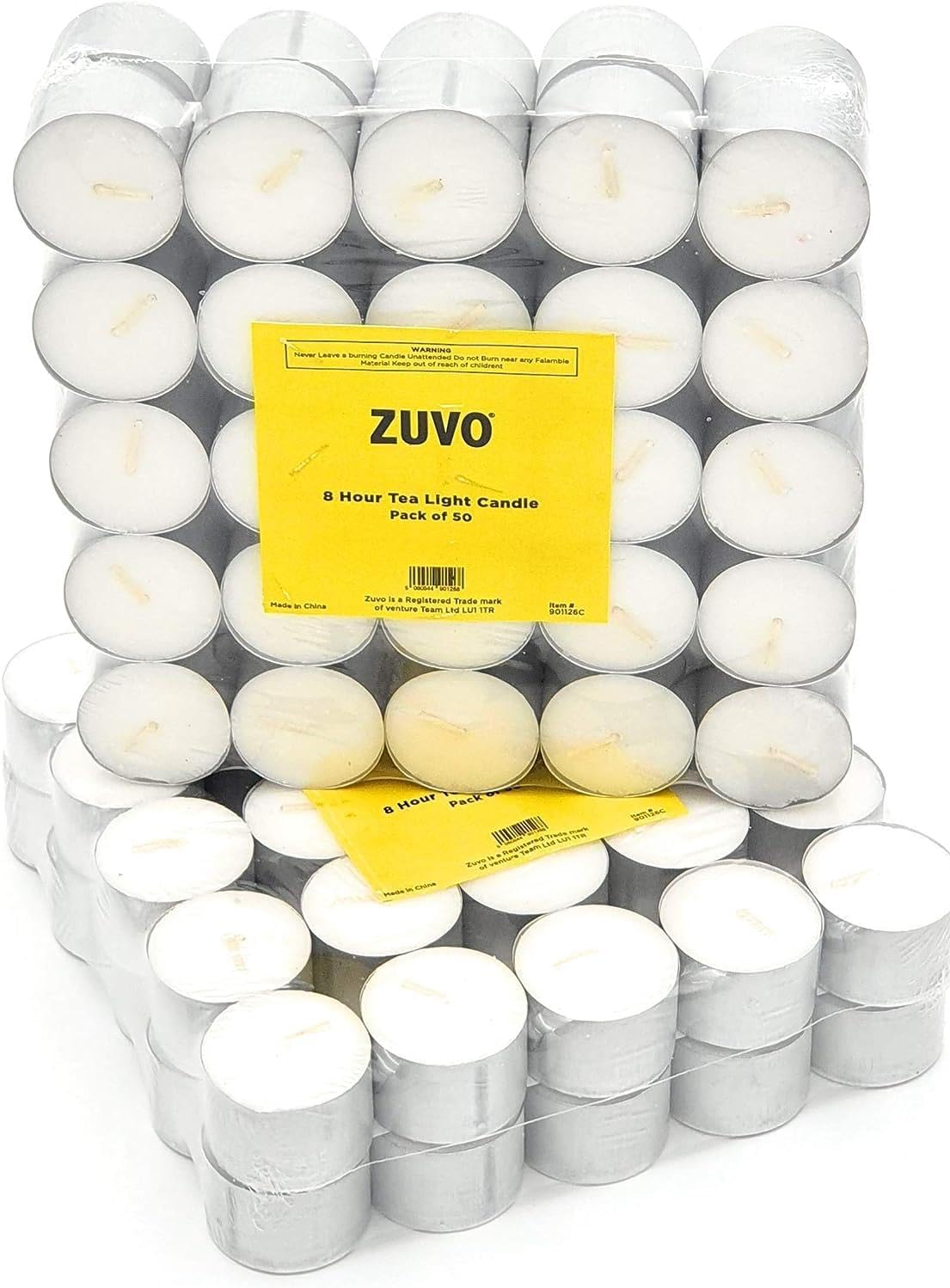 Candles & Holders - 8 Hour Tea Lights Candles (50 Pack) - White Long Lasting Tea Lights - European Made Smokeless & Unscented Candles - 3.8 x 2.3 CM, 8hr
