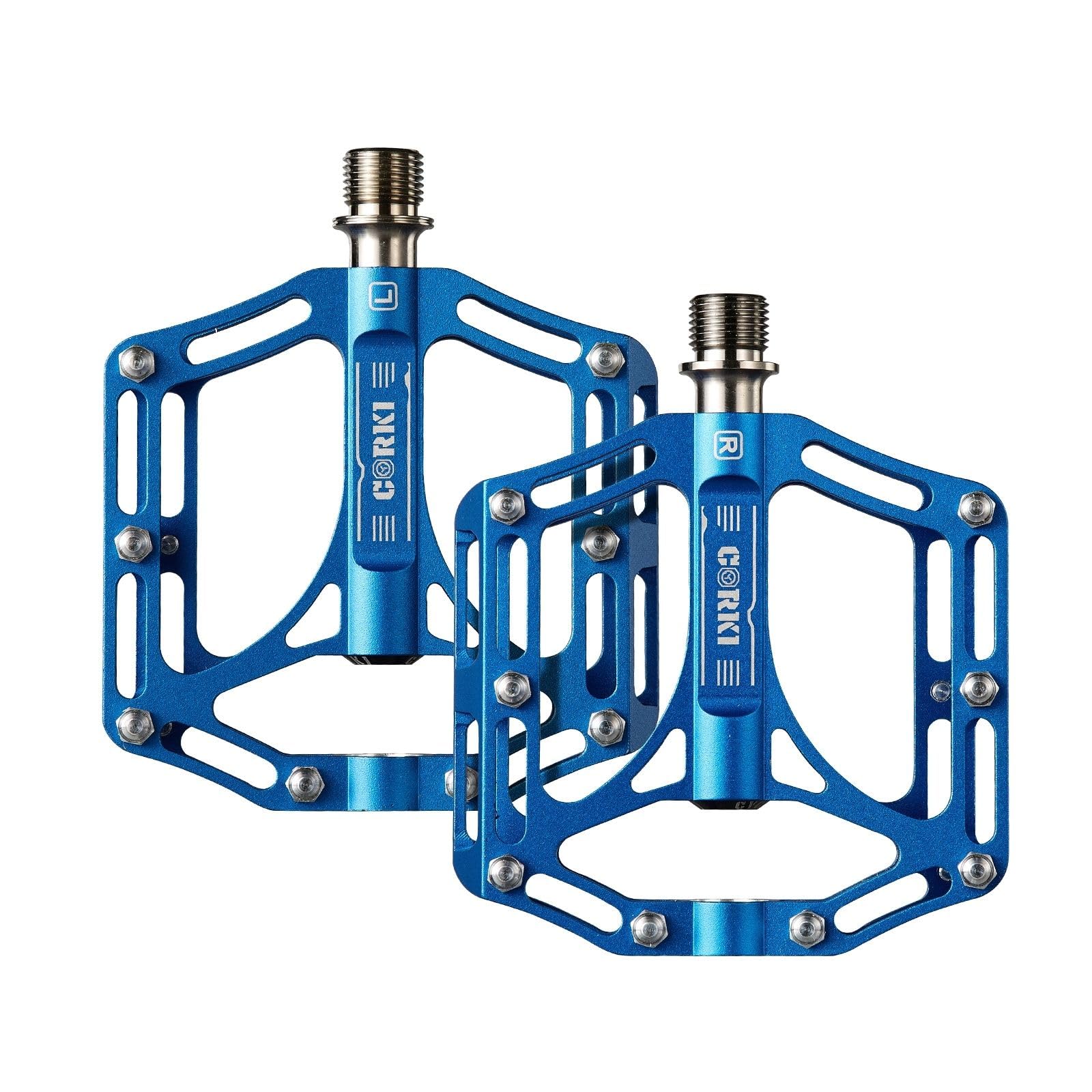 Corki Cycles Titanium Mountain Bike Pedals (Blue)