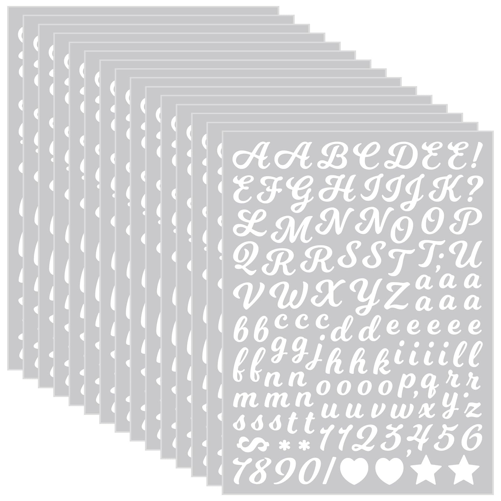 1770 Pcs Alphabet Stickers,15 Sheets White Letter
