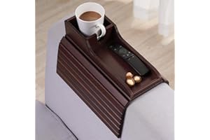 GEHE Bamboo Couch Cup Holder, Anti-Spill Couch Drink Holder, Natural and Easy to Clean Couch Arm Cup Holder Tray Perfect for Cups, Beers, Snacks, Remote Control, Drinks