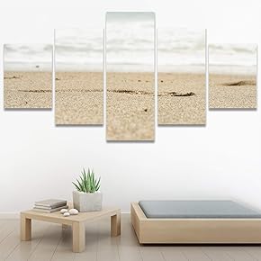 SIGNWIN 5 Panel Canvas Wall Art Aerial Beach...