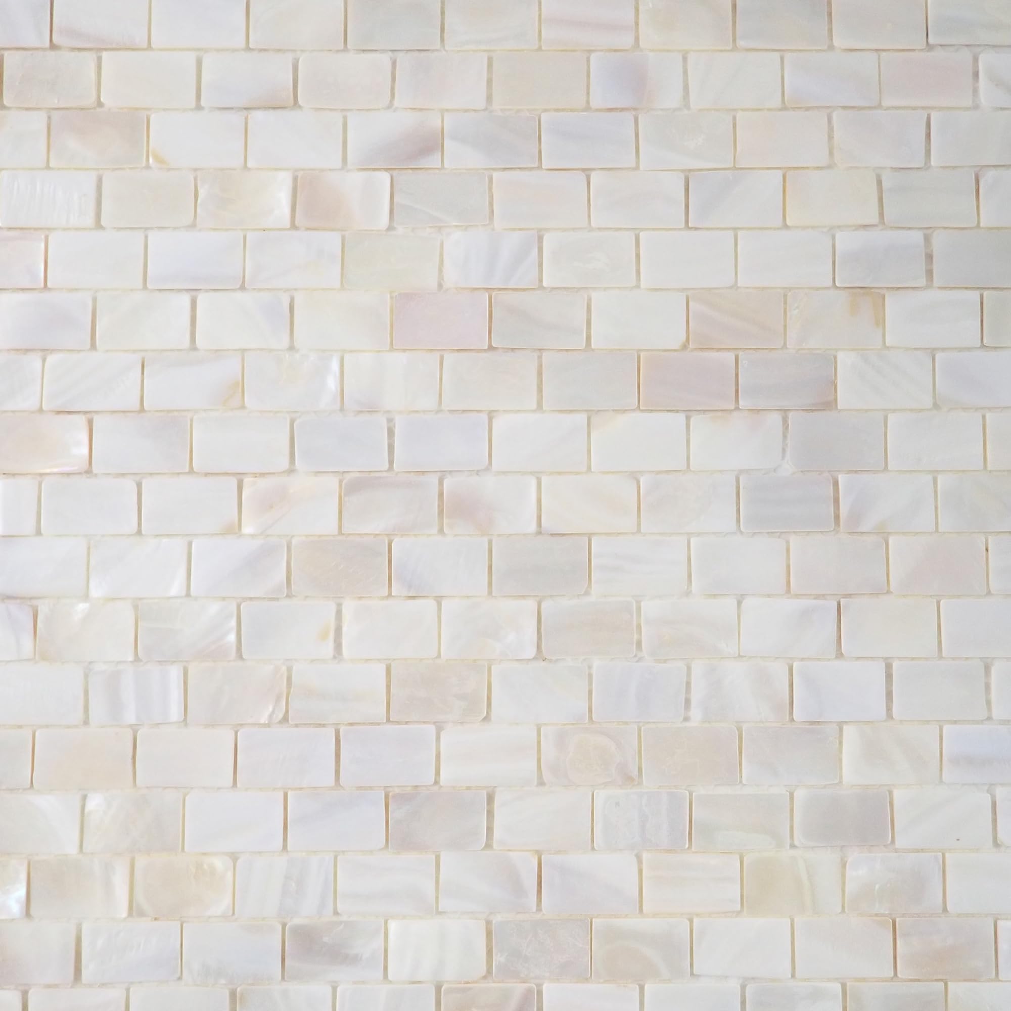 Incudo White Mother of Pearl Brick Mosaic Tile - 285x300mm, Mesh Backing