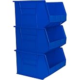 Akro-Mils 30270 AkroBins Plastic Storage Bins, 18"x16"x11", Blue, 3-Pack | Space-Saving Stackable Bins for Garage, Pantry, Craft Organization