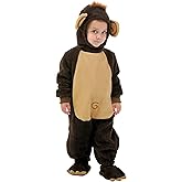 Toddler Funny Monkey Costume - Jumpsuit with Headpiece & Booties, Includes Stuffed Tail