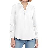 YOGINGO Women Dressy Casual Tops Long Sleeve Fall Blouses, Ruffle Business Shirts, V Neck Office Work Outfit 2026