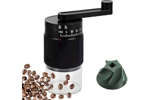 NANSPATH Manual Coffee Grinder - 95 Ceramic Burr, Adjustable Coarse to Fine, 30g Beans & 80ml Powder, Detachable Handle for Espresso, French Press, Camping (Black)