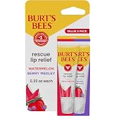 Burt's Bees Rescue Lip Relief, Watermelon &amp; Berry Medley, 0.35 oz., 2 Tubes | Hydrating Balm for Dry Cracked Lips, Responsibly Sourced Beeswax, Shea Butter, 100 Percent Natural Origin