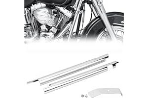 VPZMT Front Frame Down Tube Covers Fits for Harley Softail Fatboy Heritage Springer Deluxe FLSTN FLSTF FLST Models (Chrome)