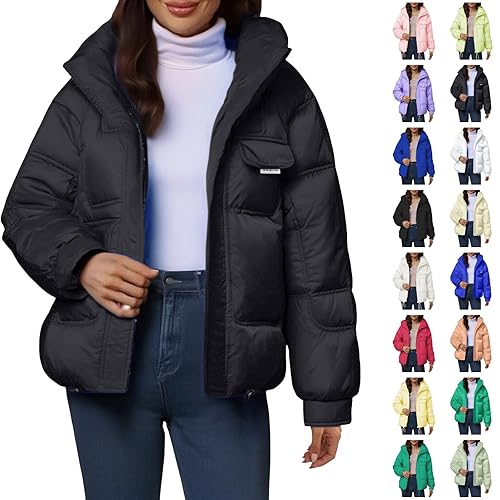 DUHGBNE quilted jacket womensQuilted Jackets for Women Uk Hooded Lined Padded Jackets Loose Fit Waterproof Jacket Casual Puffer Down Winter Coat Ladieswinter waterproof coats women