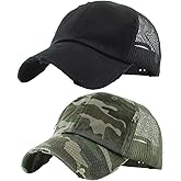 Funky Junque Women’s Adjustable Back Strap Athletic Trucker Hat Mesh Baseball Cap Dad Hat 2 Pack Bundles