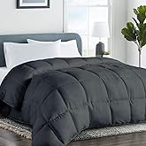 COHOME Quilted Twin/Twin XL Size Comforter - All-Season Down Alternative Duvet Insert - Luxury Hotel Soft Breathable Dark Grey Comforter with Anti-Clump Tech & 8 Tabs - Reversible（64"x88"）