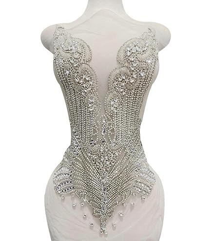 Amazon.com: MOPISVN Pure Handmade Beads Rhinestones lace Applique Bodice  Patches Trimming sew on Sequins Stones Beads Shining Heavy Decoration for  Wedding Dress DIY Accessories 14.5X24.8inches (Silver) : Arts, Crafts &  Sewing