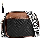 BAYITIONE Fashion Crossbody Bags for Women Vegan Leather Quilted Crossbody Purses Shoulder Bag with Wide Strap
