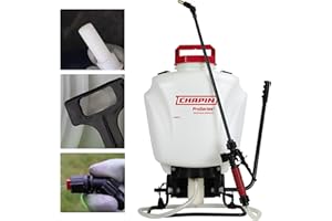 CHAPIN INTERNATIONAL Chapin 61800 4-Gallon Made in USA Professional Backpack Sprayer with Brass Adjustable and Poly Fan/Cone Nozzles, Cushion Grip Shut-Off, 3-Stage Filtration System, Translucent White