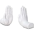Danya B. Contemporary Accent Book Shelf Decor - Hands Sculpture Bookend Set of 2 (White)