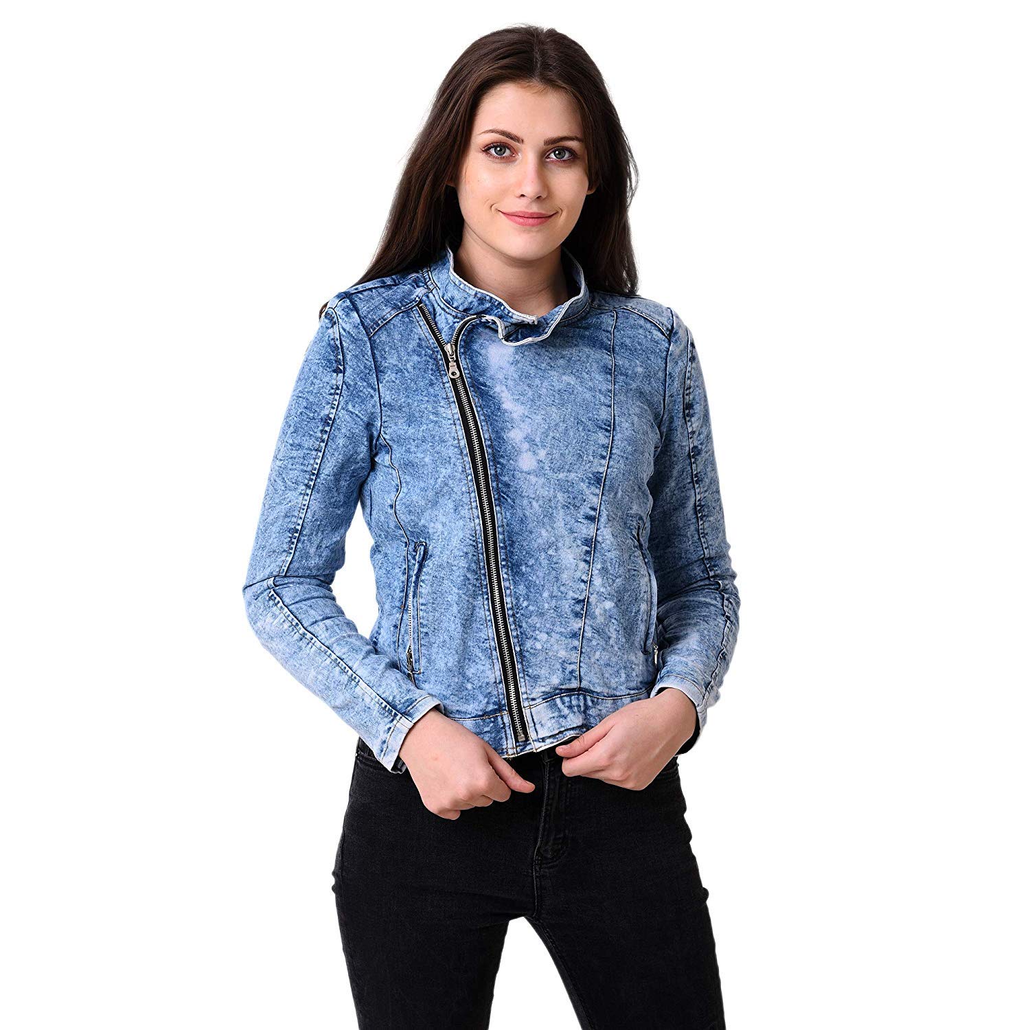 myracollection full sleeves solid women denim jacket