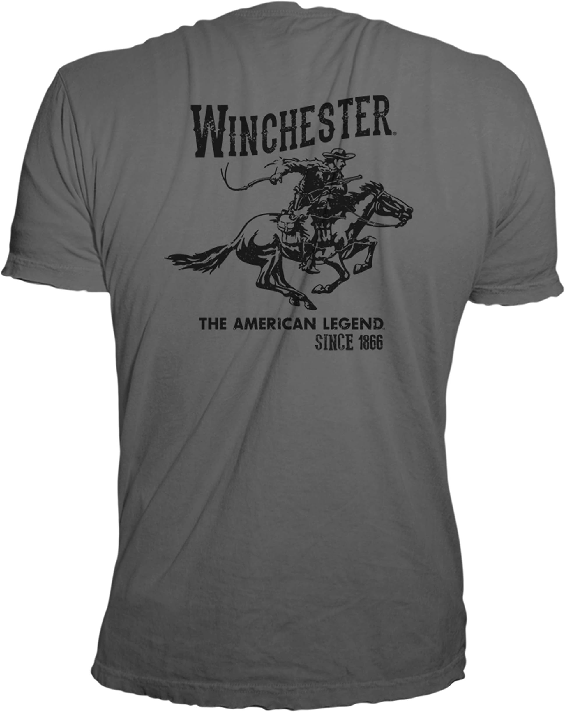 Winchester® Official Men's Vintage Rider Graphic Printed Short Sleeve T-Shirt (Large, Charcoal)