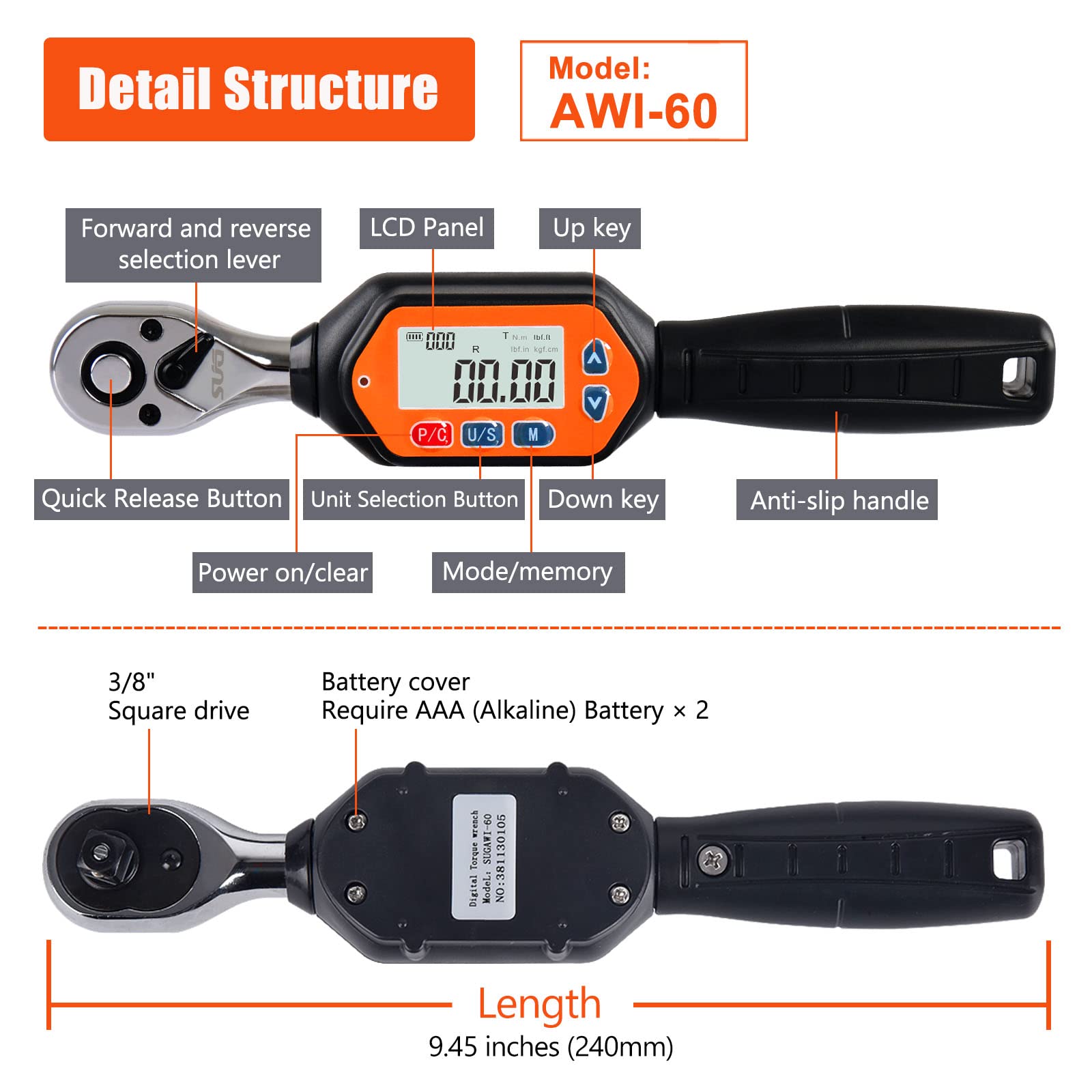 Mini Torque Machine Mua SUG Mini Digital Torque Wrench (3/8-Inch, 1.33-44.25 ft-lbs/1.8-60 ...