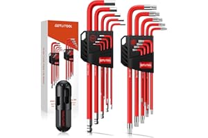 GETLITOOL 18Pcs Hex Key Set, Metric Allen Key Set with T-Handle, Long Arm Ball & Torx End Allen Wrench Set with Size-Marked for Bicycle Repair, Furniture Assembly, 1.5-10mm & T10-T50