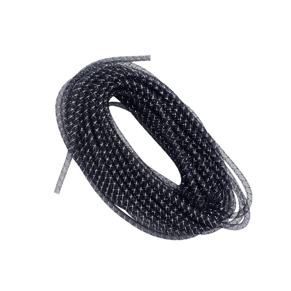 Healifty Mesh Tube Deco Flex Mesh Tubing Cord for Wreaths Cyberlox CRIN Crafts Bracelet Necklace Jewelry Accessory 25m (Black)
