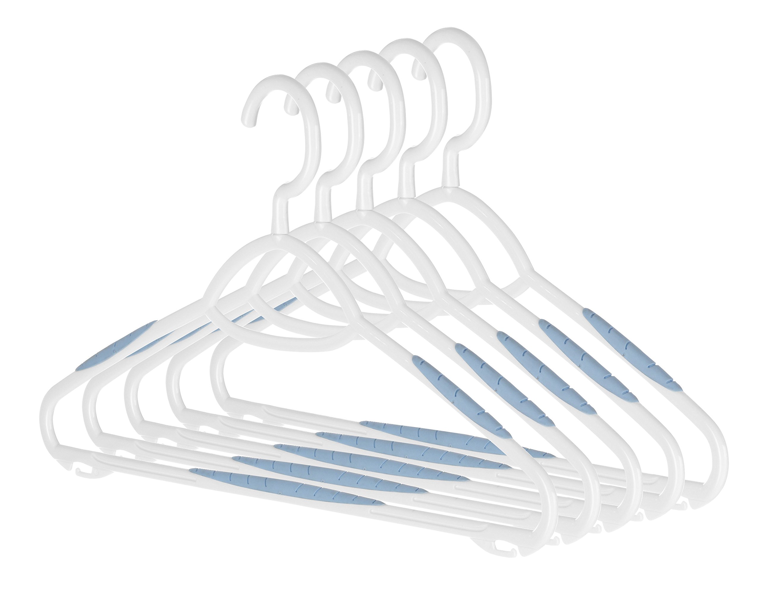 Whitmor Sure-Grip Plastic Hangers (Set of 5), Rubber, Blue