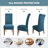 CMAKER Velvet Dining Chair Covers Set of 2 Teal Stretch Slipcover XL High Back view 5