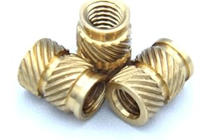 J & J PRODUCTS, INC. [ J&J Products ] Brass Insert IUTB-032, 10-32 Thru-Threaded, 6.9mm OD, 9.5 mm Length, Heat Staking Inserts, 30pcs