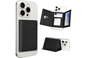 HAQuake MagSafe Wallet with Phone Grip - Magnetic Leather Wallet with Privacy Flap for iPhone 15/15 Pro, 14 Pro Max/14 Pro/14/14 Plus, 13/12 Series (Not for 13/12 Mini), Holds 7 Cards - Black