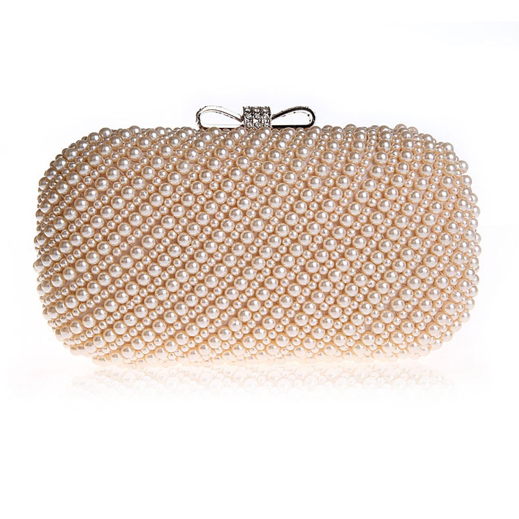 HONGCI Glitter Fashion Beaded Sequin Pearl Clutch Bag for Women - Vintage Beaded Evening Bag, Bridal Bag, Clutch Handbag for Wedding, Party, Prom