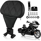 SANYUMOTO Rider Driver Backrest, Adjustable Plug-in Rider Backrast | Detachable for Harley Davidson Touring Road Glide Electra Glide Street Glide Road King CVO 2009-2026, Black Diamond Grid
