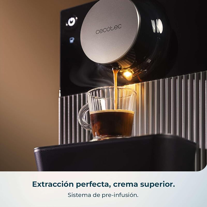 Cremmaet Cube Máquina de café super automática compacta. 1350W, Sistema de prensagem de 10g, Sistema de pré-infusão, 19 barras, Sistema de termobloco, 5 níveis de moagem, Painel de controle de toque