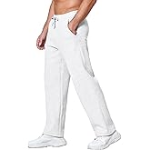Deyeek Men's Fleece Lined Sweatpants Open Bottom Straight Leg Sweat Pants for Mens Loose Fit Joggers Sweatpants with Pockets