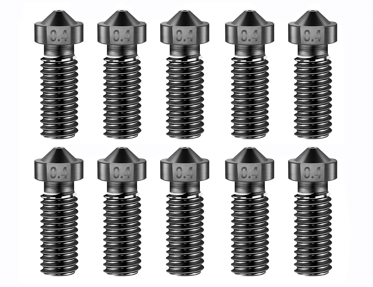 Iverntech 10 pcs Volcano Nozzles for V6 Hotend 3D Printer, High Temperature Hardened Steel Nozzle for 1.75mm filaments for E3D