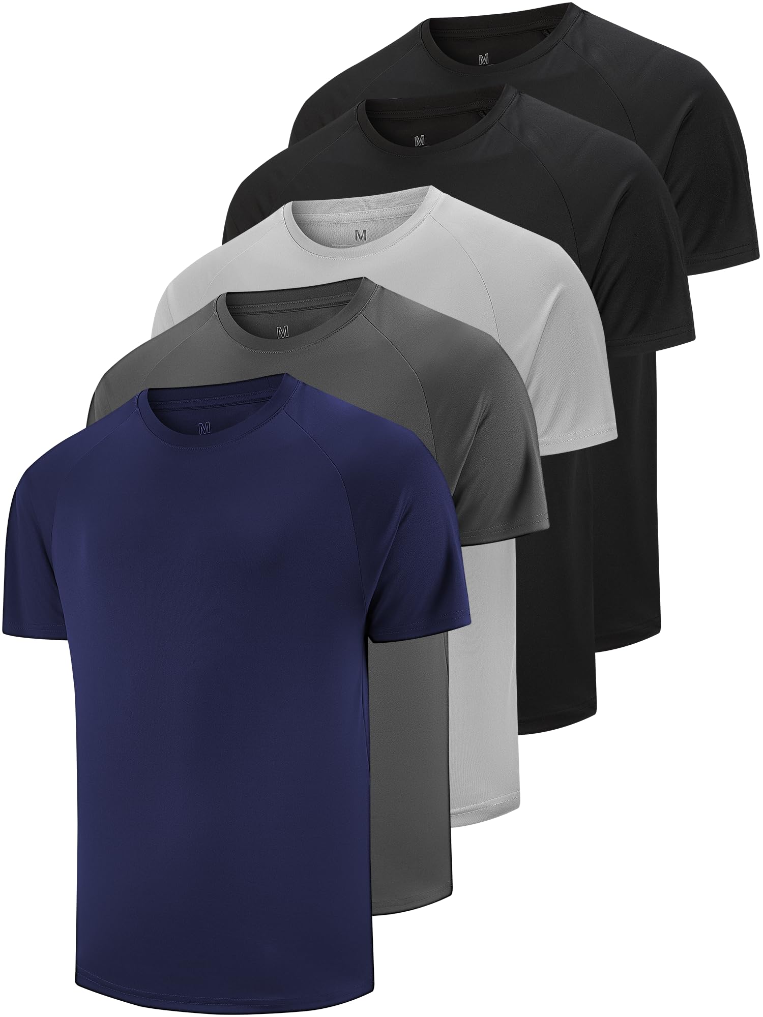 Photo 1 of 5 Pack Men's Dry Fit T Shirts Athletic Running Gym Workout Short Sleeve Tee Shirts for Men (US, Alpha, X-Large, Regular, Regular, Set 5)
