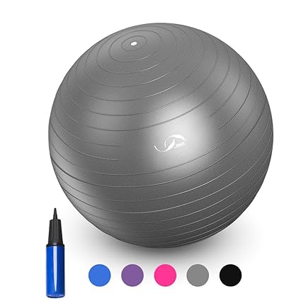 JBM Exercise Yoga Ball with Free Air Pump (4 Sizes 5 Colors) 400 lbs Anti-Burst Slip-Resistant Yoga Balance Stability Swiss Ball for Fitness Exercise ...