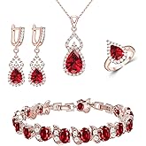 LMXXVJ Women Jewelry Set Platinum Plated Necklace Open Ring Earrings Bracelet Set,Birthday/Anniversary Mother’s Day Jewelry Gifts for Mom/Wife/Sister/Best Friend