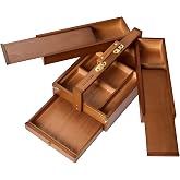 MEEDEN Wooden Tool Storage Box: Portable Beech Wood Art Supplies Organizer | Built-in Drawer &amp; Compartments Toolbox with Handle for Pencils Pens Markers Pastels and DIY Craft Sewing Supplies