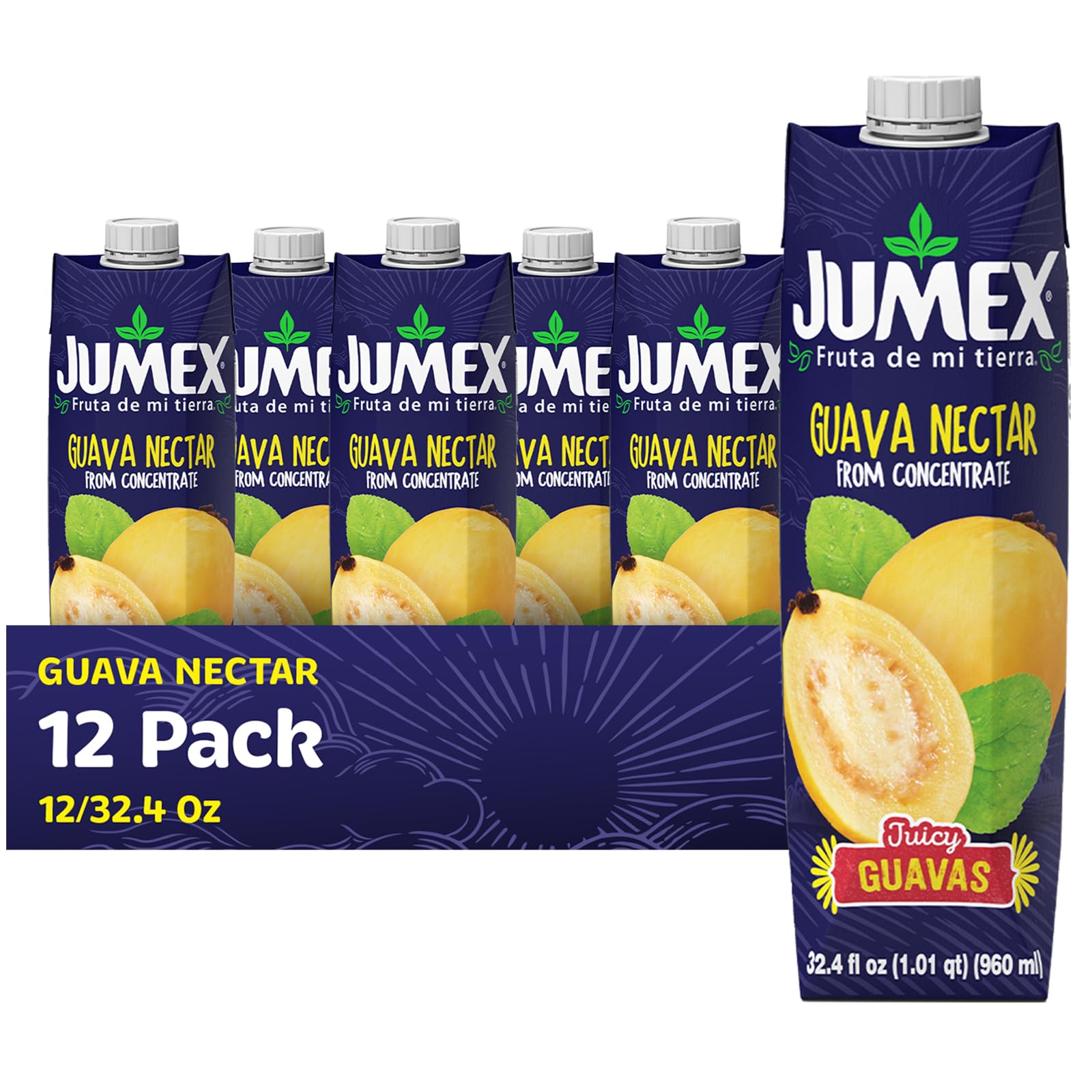 Photo 1 of Jumex Guava Juice Nectar - Guava Nectar Made with Fresh Fruit Puree - Tropical Fruit Juice Concentrate for Smoothie Mix, Cocktail Mixers, Kids Drinks & Mexican Beverages - 32.4oz, 12 Pack Carton