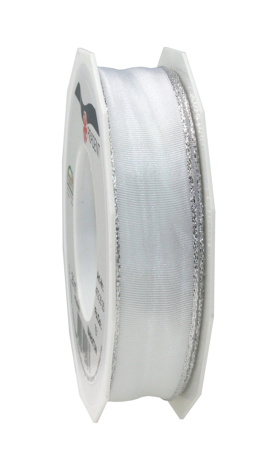 Präsent - Manhattan Wired Taffeta Ribbon White 25-m-Roll 25 mm width