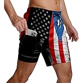 Mens Swim Trunks with Compression Liner 9 Inch Inseam Quick Dry Board Shorts